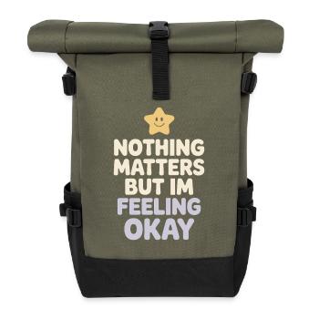 Existential humor, nihilism, humor, - Roll Top Backpack - olive/black - Front