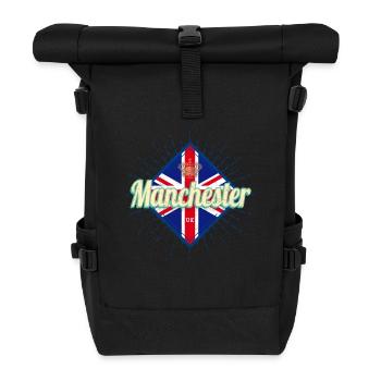 Manchester Stadt UK Retro United Kingdom Souvenir - Rolltop Rucksack - Schwarz - Vorne