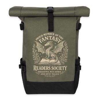 Dragon Reader Society Logo - Roll Top Backpack - olive/black - Front