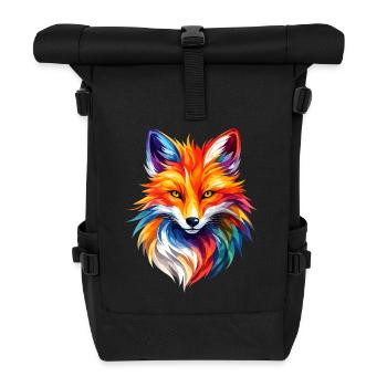 Colorful Fox Polygon Design – Moderne Fuchs Kunst - Rolltop Rucksack - Schwarz - Vorne