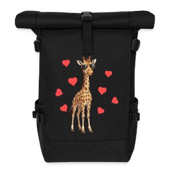 Baby Giraffe Herzen Sommer - Rolltop Rucksack - Schwarz - Vorne