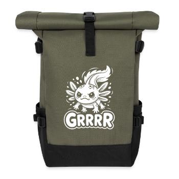 Grump Axolotl - Rolltop Rucksack - Olive/Schwarz - Vorne