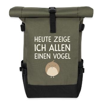  Heute Zeige Ich Allen Einen Vogel Lustiger Spruch - Rolltop Rucksack - Olive/Schwarz - Vorne