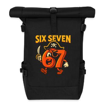Six Seven 67 Pirate Italian Brainrot Humor Funny - Roll Top Backpack - black - Front