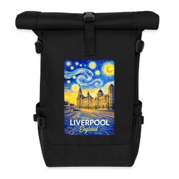 Liverpool England Van Gogh Style Skyline - Roll Top Backpack - black - Front
