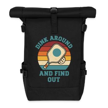 Pickleball-lustiger Spieler spielt herum und findet es heraus - Rolltop Rucksack - Schwarz - Vorne