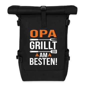 OPA Grillt Am Besten - Rolltop Rucksack - Schwarz - Vorne