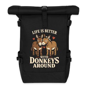 Donkey Lover Donkey Funny Donkey Farm Animal - Roll Top Backpack - black - Front