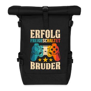 Familie Set ERFOLG FREIGESCHALTET BRUDER LUSTIG - Rolltop Rucksack - Schwarz - Vorne