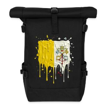 Vatican's yellow and white color split - Roll Top Backpack - black - Front
