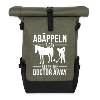 Reiten Pferdeliebhaber Reiterhof Pferde - Rolltop Rucksack - Olive/Schwarz - Vorne