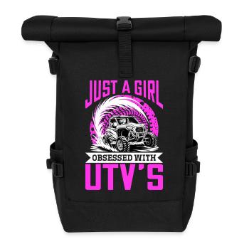 UTV Off Road Girl Woman 4 Wheeler Side by side - Rolltop Rucksack - Schwarz - Vorne
