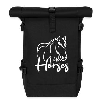 Ich mag Pferde - Rolltop Rucksack - Schwarz - Vorne