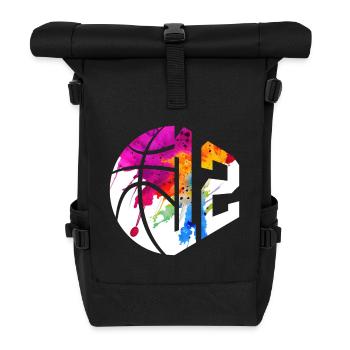 NR. 12 NUMMER 12 BASKETBALL 12. GEBURTSTAG - Rolltop Rucksack - Schwarz - Vorne