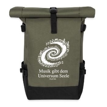 Musik gibt dem Universum Seele Noten Milchstraße - Rolltop Rucksack - Olive/Schwarz - Vorne