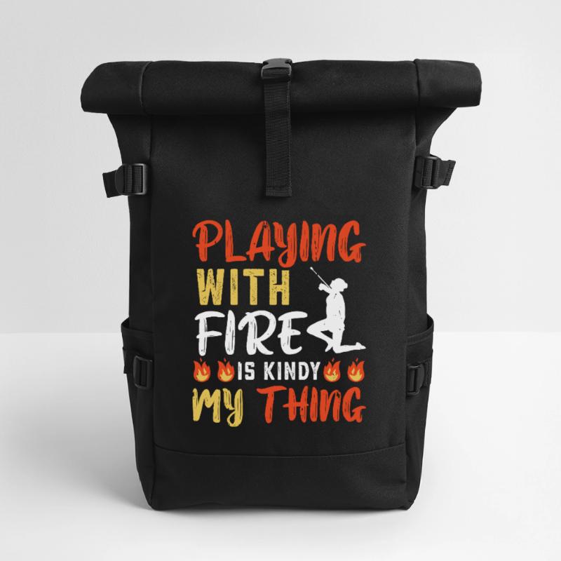 Dancing Vortex Dance School Fire Stick Dancer Roll Top Backpack