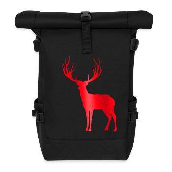 Deer with Antlers Vintage Deer Antler Design - Roll Top Backpack - black - Front