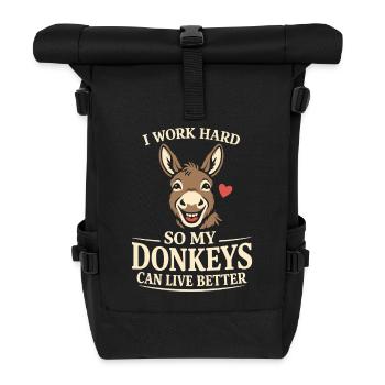 Donkey Lover Donkey Funny Donkey Farm Animal - Roll Top Backpack - black - Front