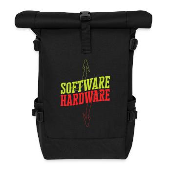 Funny IT Saying Software Hardware Word Game - Roll Top Backpack - black - Front
