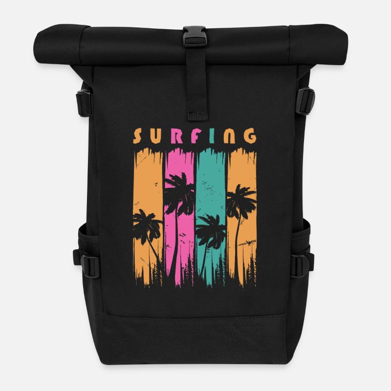 Surf Surfen Surfer - Roll Top Backpack - black