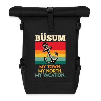 BÜSUM MEINE STADT MEIN NORDEN MEIN URLAUB Lustig - Rolltop Rucksack - Schwarz - Vorne