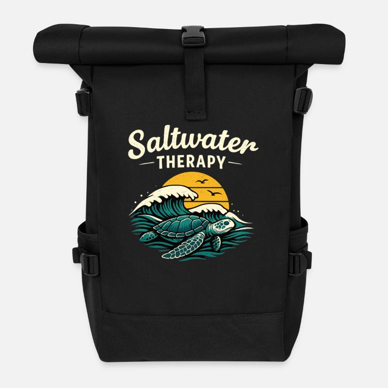 Marine Therapy Turtle Shirt Ocean Vibes - Sac à dos roll top - noir