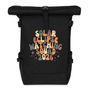 Total Solar Eclipse Island 2026 Reykjavik Vintage - Rolltop Rucksack - Schwarz - Vorne