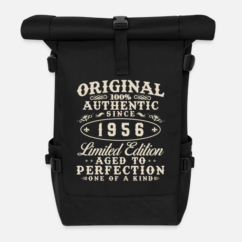 1956 Vintage Retro Geburtstagsgeschenk - Rolltop Rucksack - Schwarz