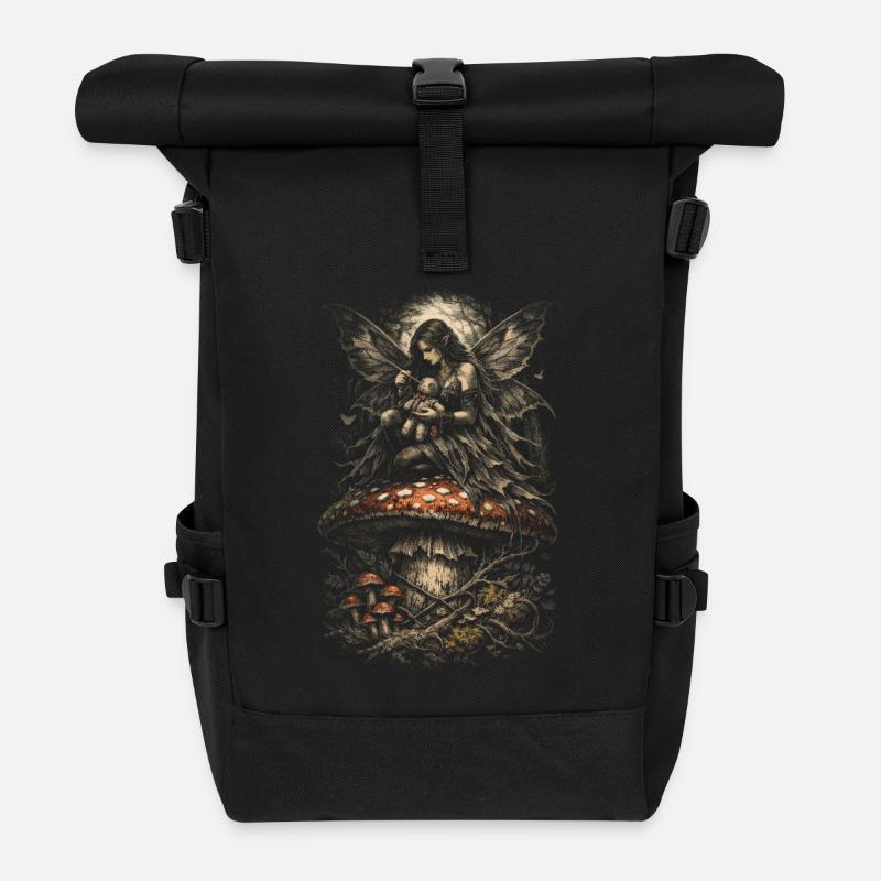 Fairycore Fee Gotisch - Rolltop Rucksack - Schwarz