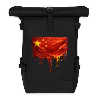Dripping China Flag Art - Roll Top Backpack - black - Front
