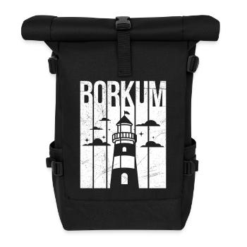 Borkumer Insel BORKUM Nordsee Urlaub Lustig - Rolltop Rucksack - Schwarz - Vorne