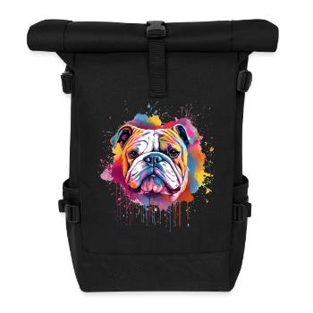 Lebendiges Bulldoggen-Splash-Porträt - Rolltop Rucksack - Schwarz - Vorne