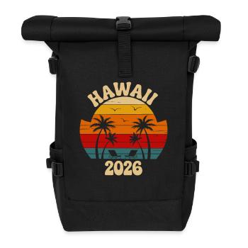 Hawaii 2026 Retro Sunset - Rolltop Rucksack - Schwarz - Vorne