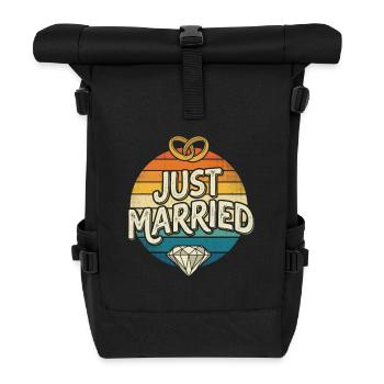 Just Married Retro Regenbogen - Rolltop Rucksack - Schwarz - Vorne