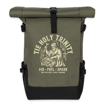 Holy Trinity Mechanic Print - Roll Top Backpack - olive/black - Front