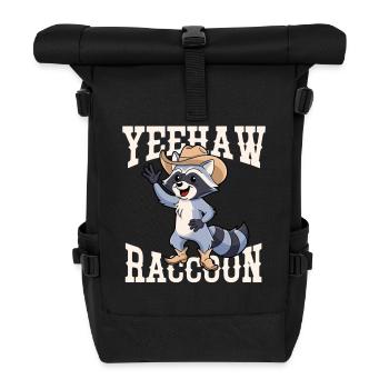 Raccoon Cowboy Yeehaw Graphic - Roll Top Backpack - black - Front
