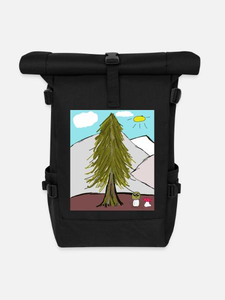 Large Tree in the Sun Valley Mushrooms Mushroom - Roll Top Backpack - black