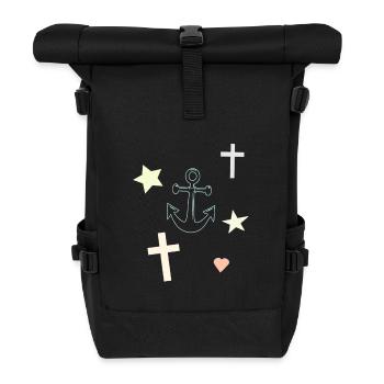 Motif d’étoile d’étoile de rêve en ancre - Sac à dos roll top - noir - Devant