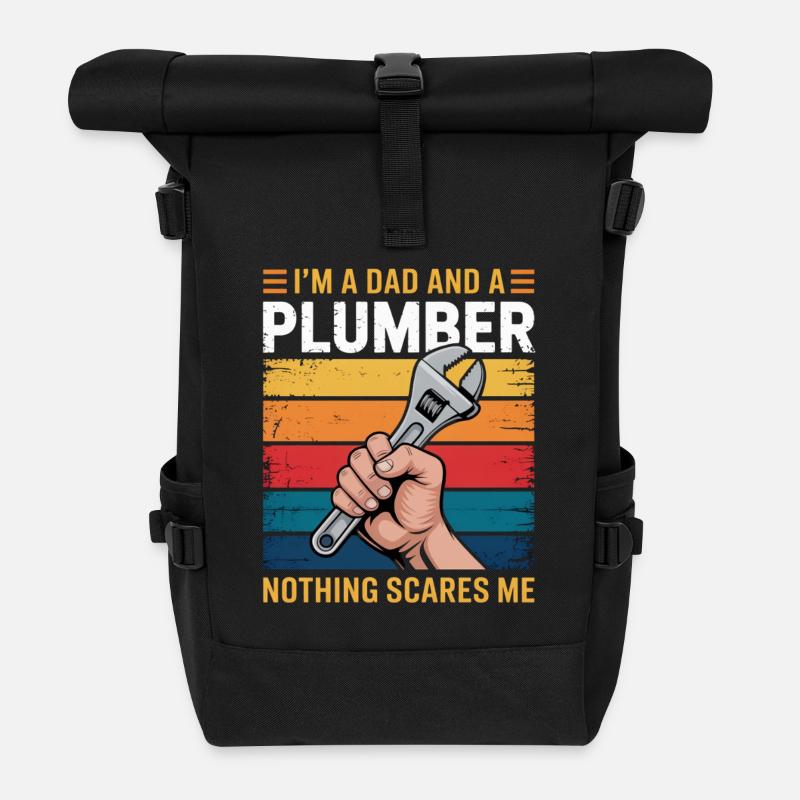Father plumber: Don't be afraid - Roll Top Backpack - black