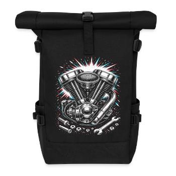 Motorcycle Engine Screwdriver Tuning Design - Roll Top Backpack - black - Front