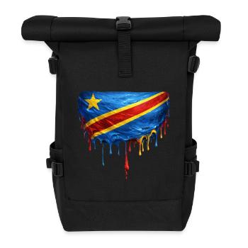 Congo flag in drop art - Roll Top Backpack - black - Front