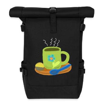 cup of coffee praline confectioner enjoyment - Roll Top Backpack - black - Front