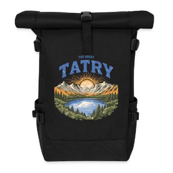 Das Design des Sonnenuntergangs des Großen Tatry Mountain - Rolltop Rucksack - Schwarz - Vorne