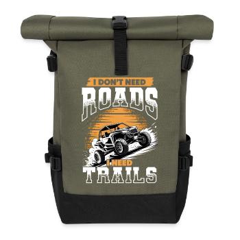 UTV Off Road 4 Wheeler Side by side - Roll Top Backpack - olive/black - Front