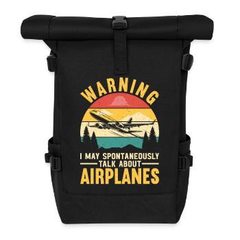 Airplane Flight Pilot Airplane Airline - Roll Top Backpack - black - Front