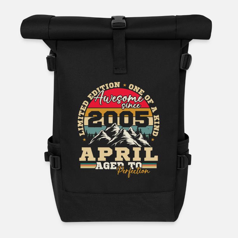 April 2005 Vintage Birthday Gift - Roll Top Backpack - black