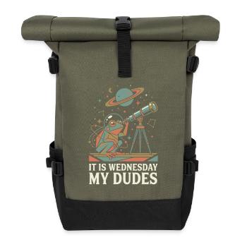 It Is Wednesday My Dudes Space Frog Astronaut Meme - Rolltop Rucksack - Olive/Schwarz - Vorne