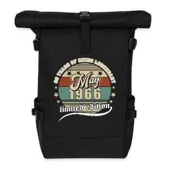 60. Geburtstag Mai 1966 Jahrgang 60 Jahre Legend - Rolltop Rucksack - Schwarz - Vorne