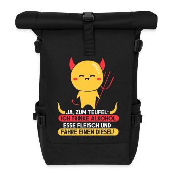 Ja zum Teufel ich trinke Alkohol Esse Fleisch - Rolltop Rucksack - Schwarz - Vorne