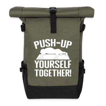 Gym Junkies Push-Up Yourself Calisthenics Fitness - Rolltop Rucksack - Olive/Schwarz - Vorne
